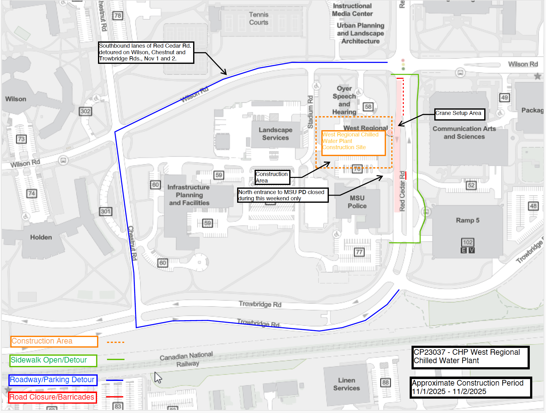 map showing Red Cedar Road as described above