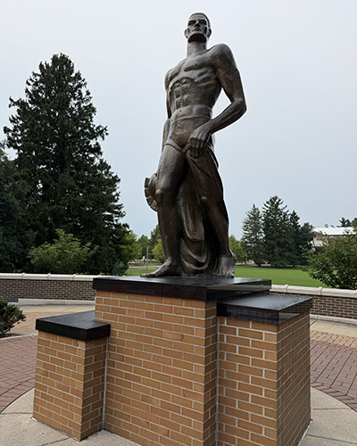 the iconic Spartan Statue standing tall