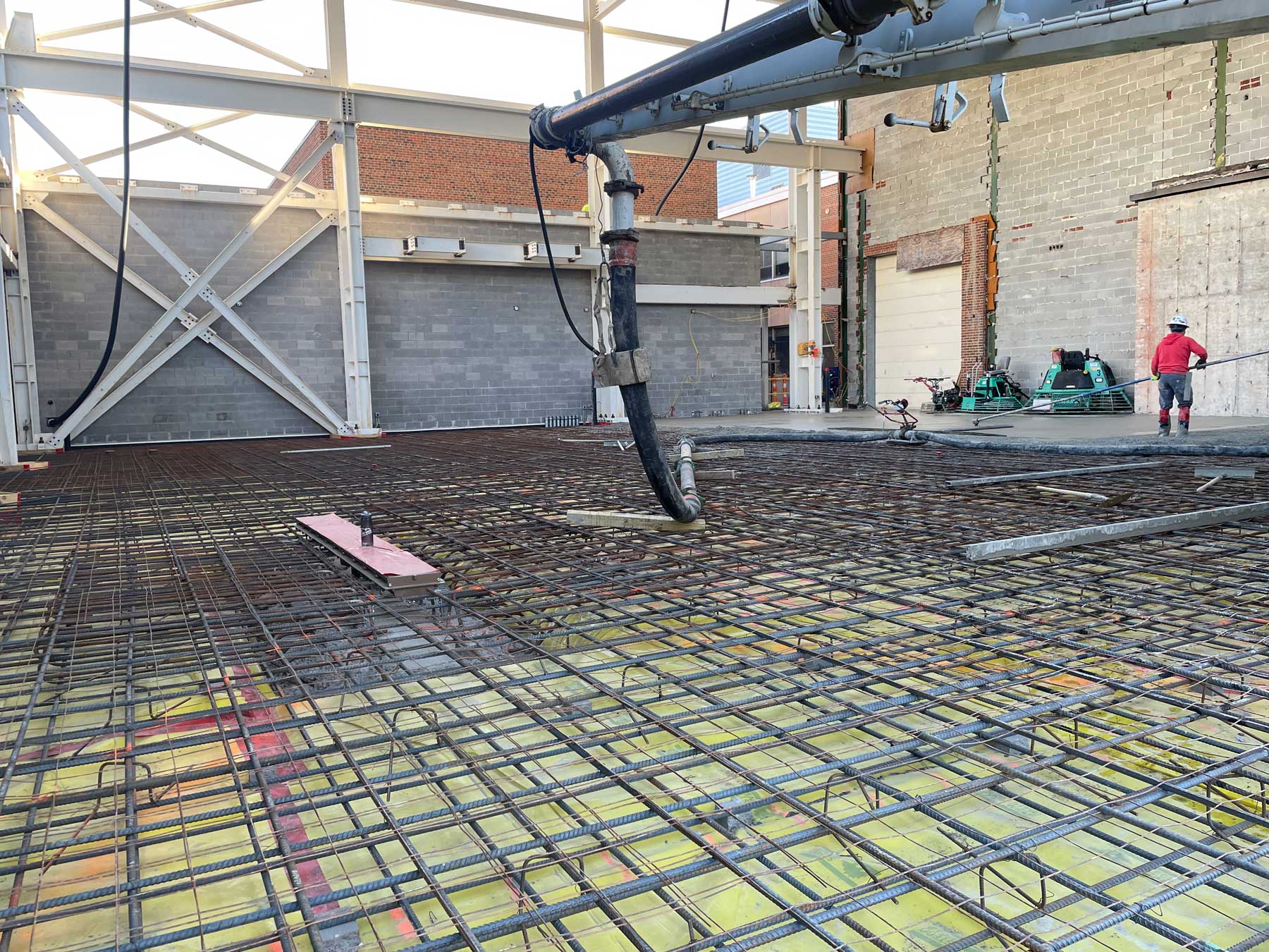 large open interior area with latticed rebar ready for a concrete pour