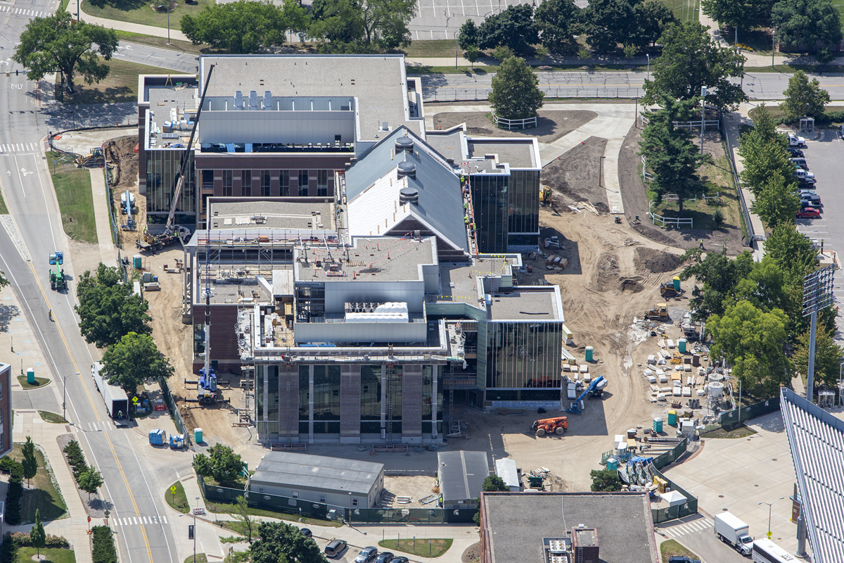 Aerial view of north end of construction site