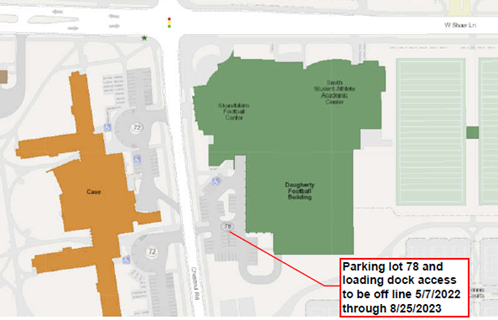 Daugherty Football parking lot 78 map