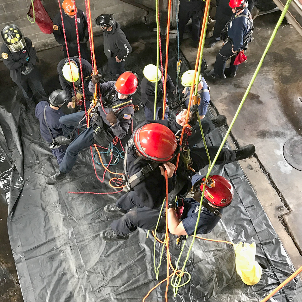 East Lansing Fire Department Employees Doing Rope Training at TB Simon Power Plant