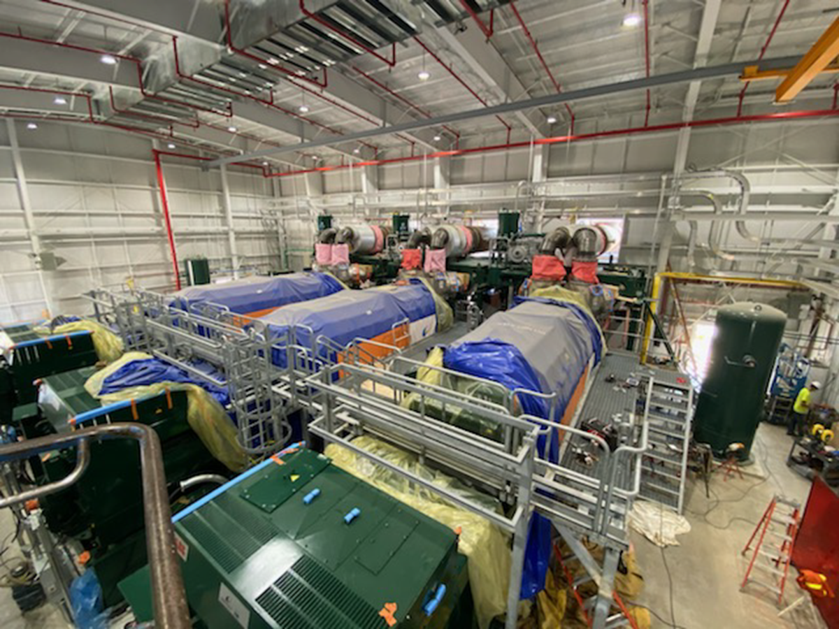 Interior overhead shot of RICE facility showing three RICE units in place