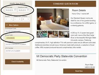 Kellogg Hotel reservations site