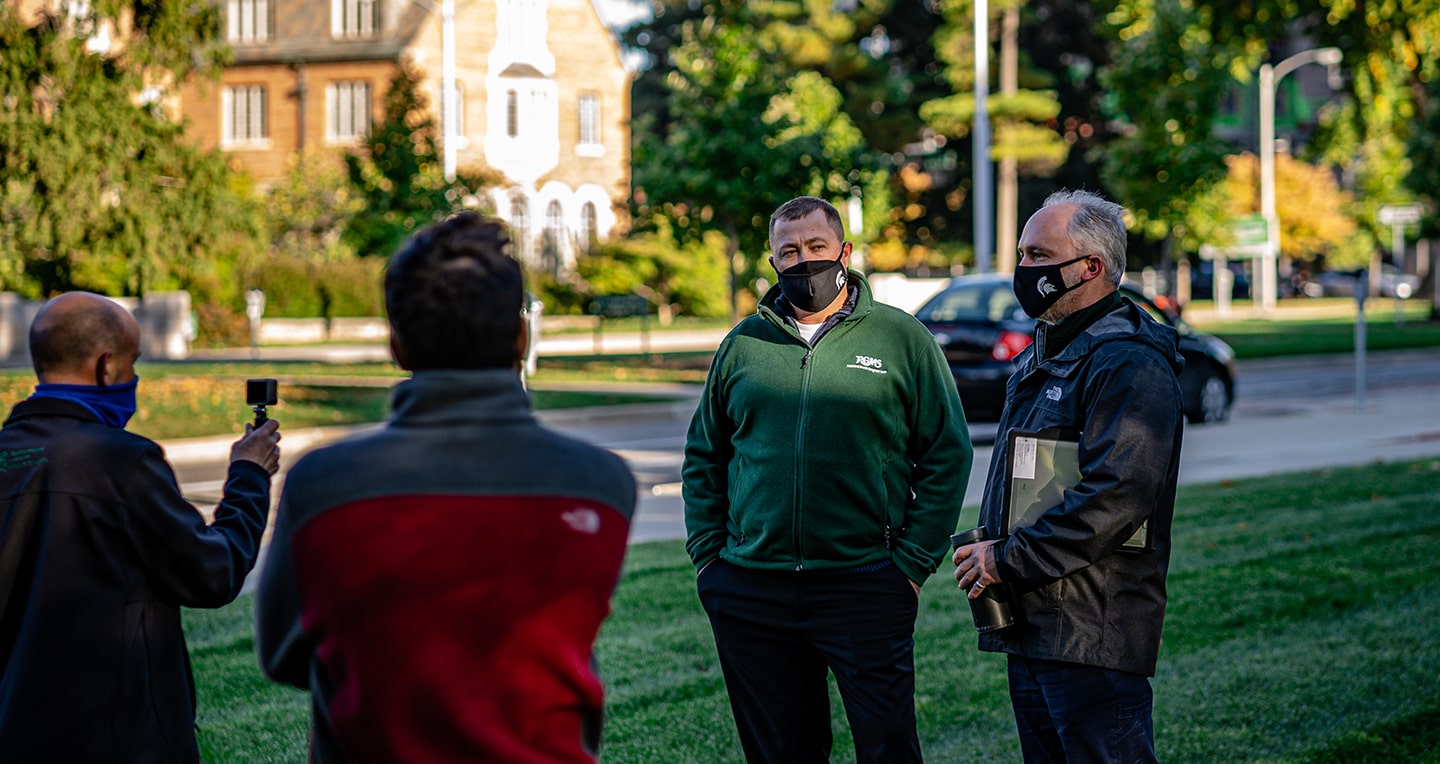 MSU IPF employees discuss landscape process