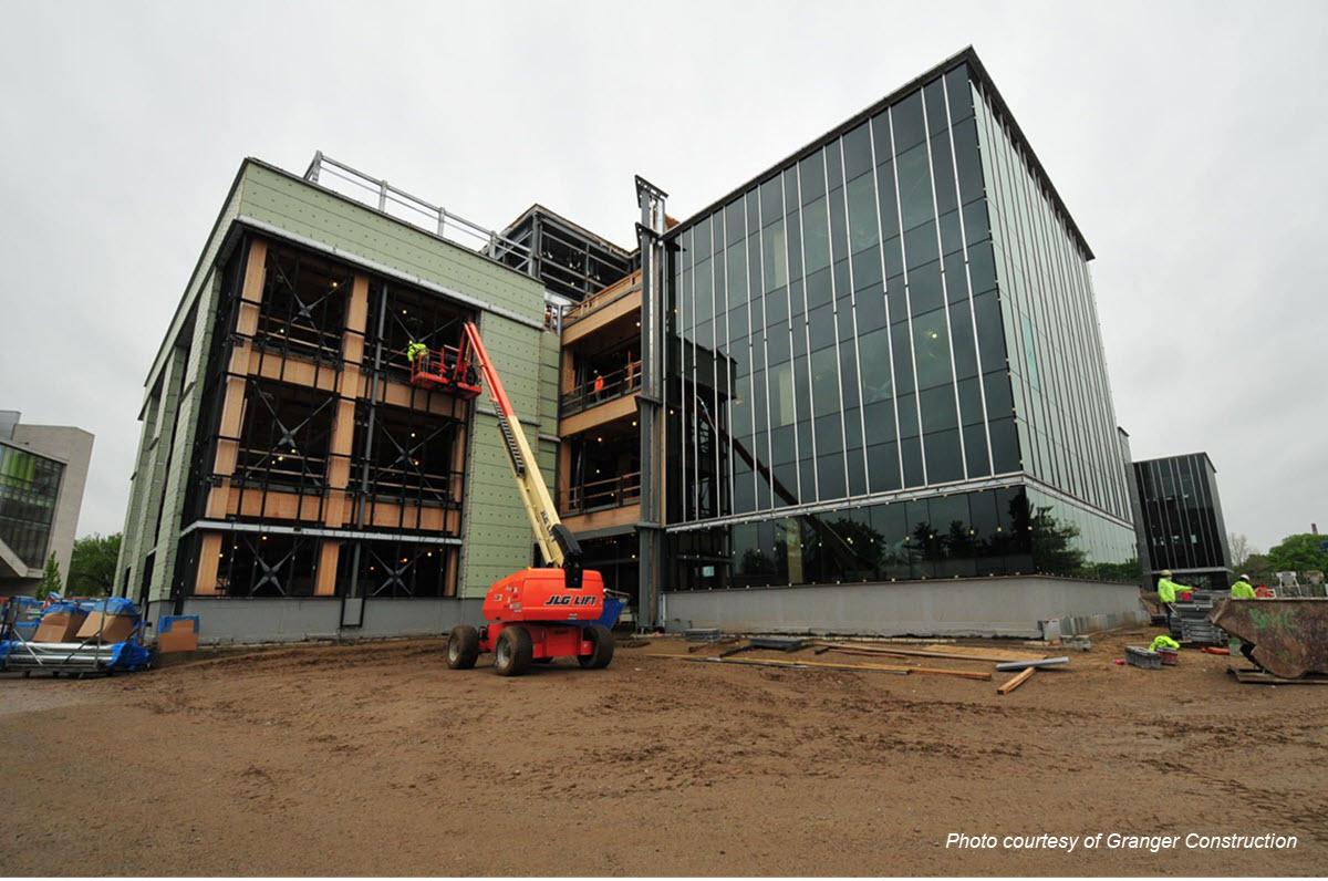 Photo of the exterior of the STEM building under construction