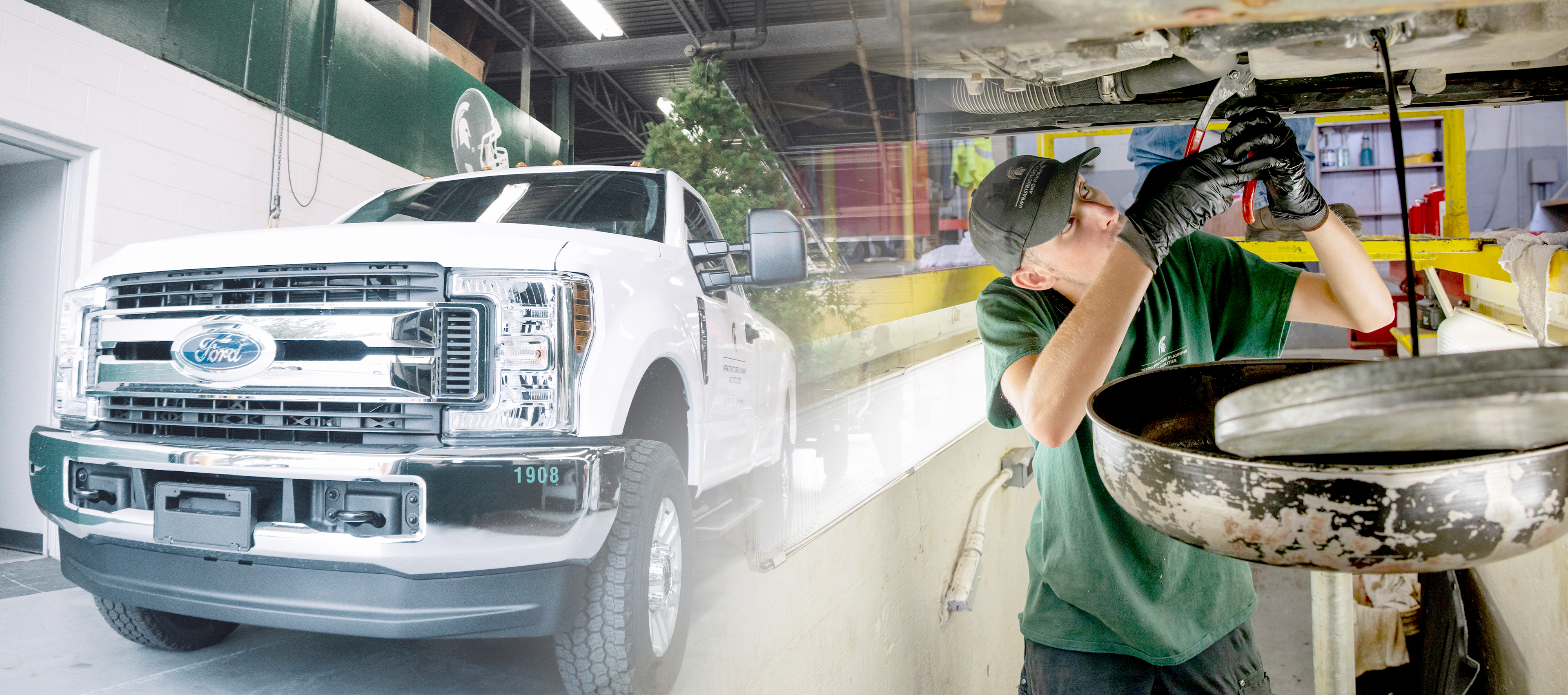 Photo Collage of Landscape Services Truck and Employee