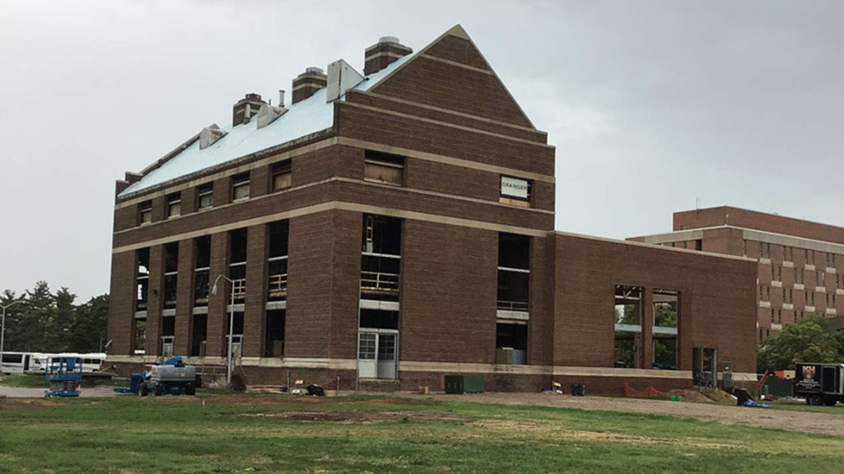 Photo of Shaw Lane Power Plant in Summer 2018 during initial demolition