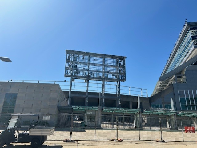 view of north videoboard stripped to the internal structure