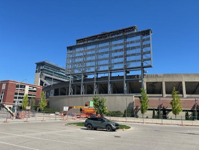 view of south videoboard stripped to the internal structure