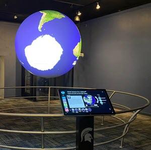 Photo of MSU Museum's new Science on a Sphere exhibit