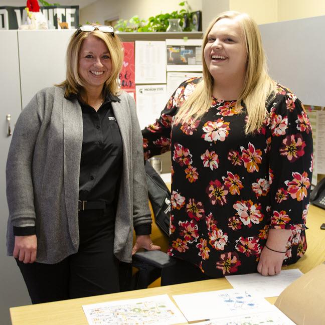 Events Office Angie Zell and Jamie Talbert in their office prior to the COVID outbreak