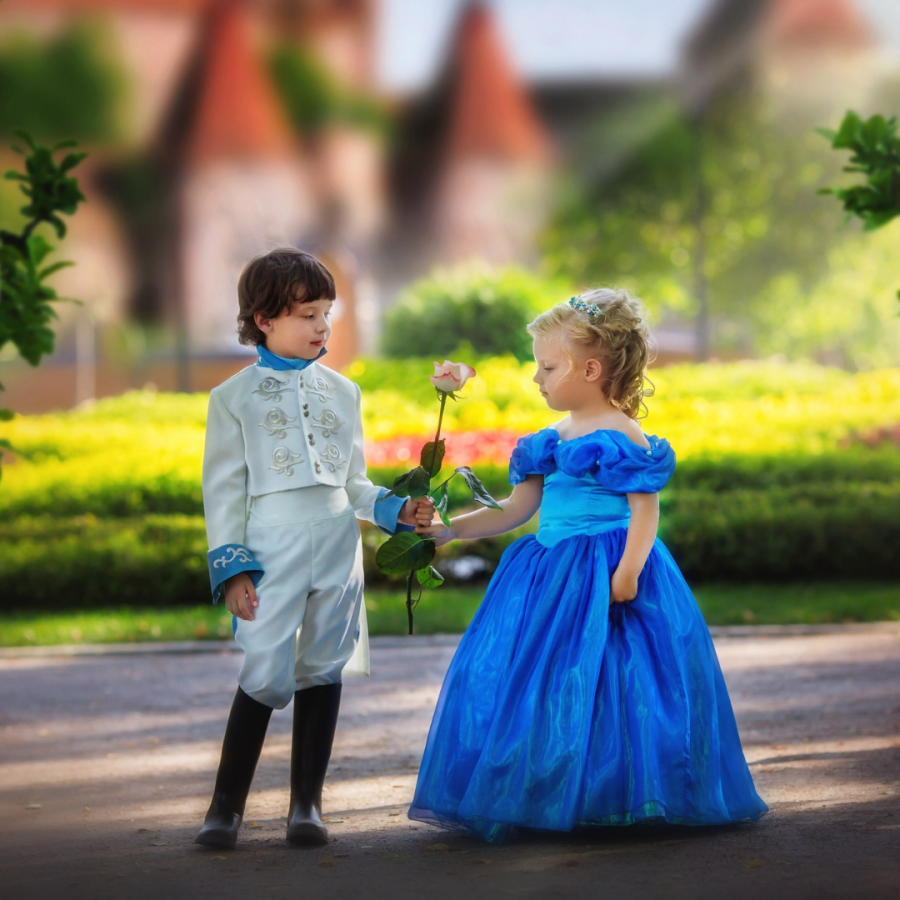 Children dressed up in fairy tale costumes.