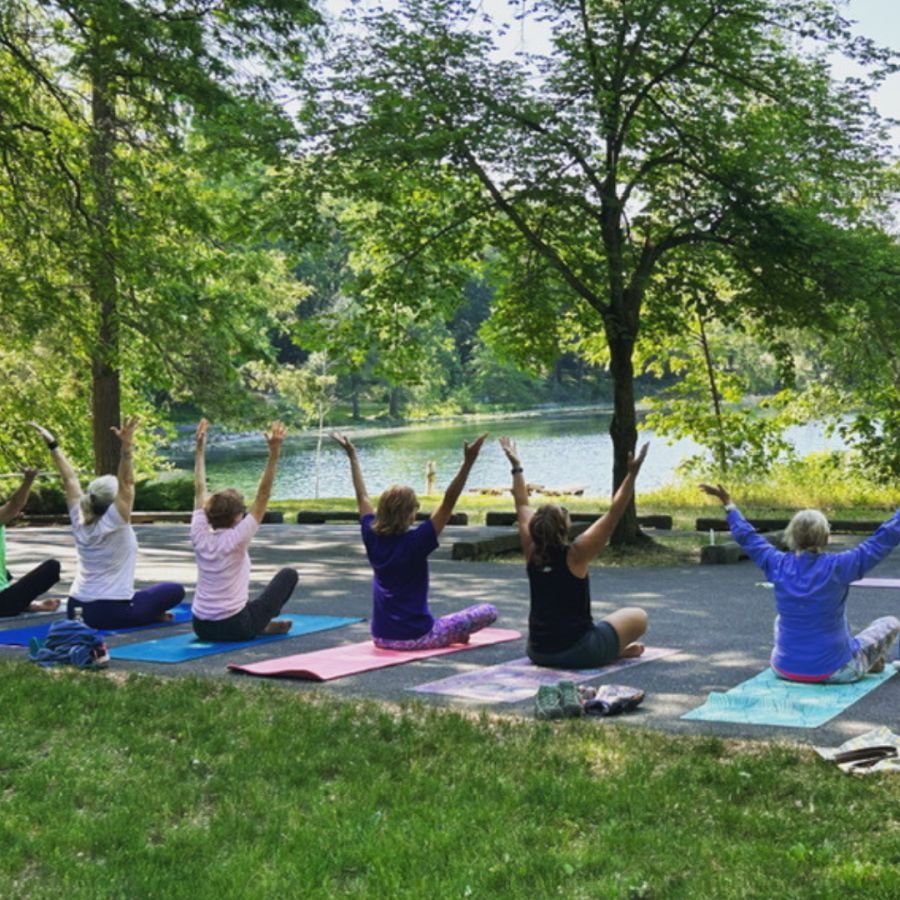 Yoga at Hidden Lake Gardens.