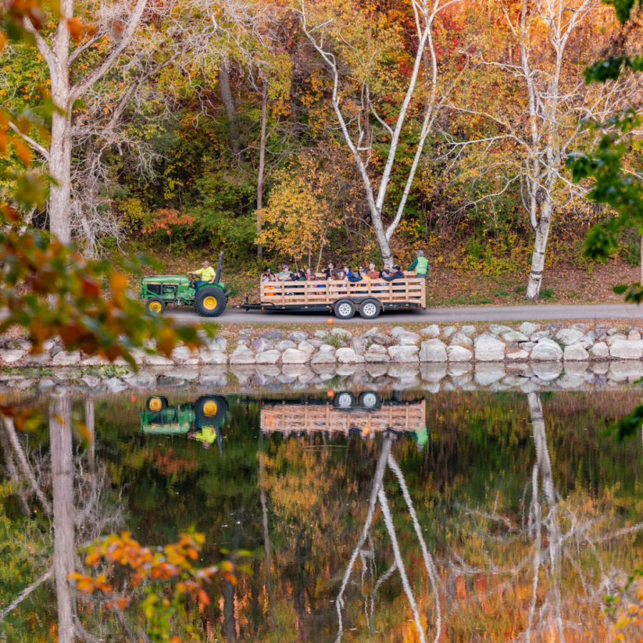 Hay ride along Hidden Lake.