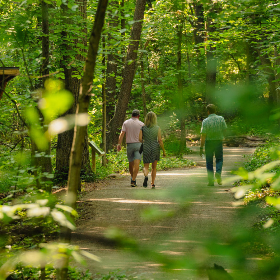 Visitors walking the Gruel Trail.