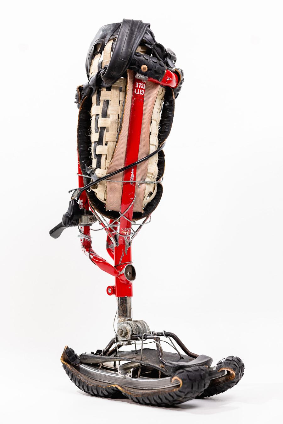 Below-the-knee prosthetic made from reused bicycle parts