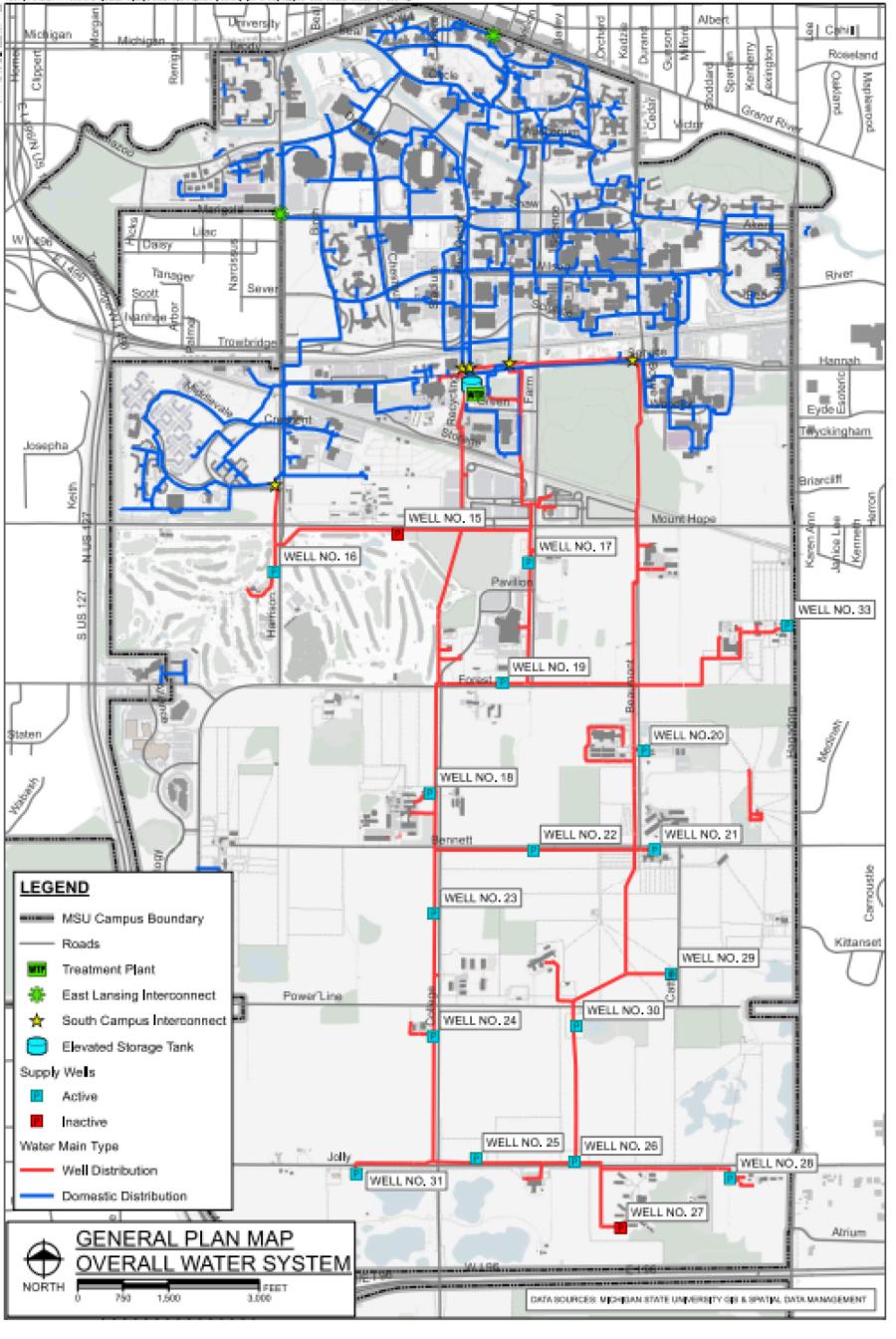 Map of MSU's well system