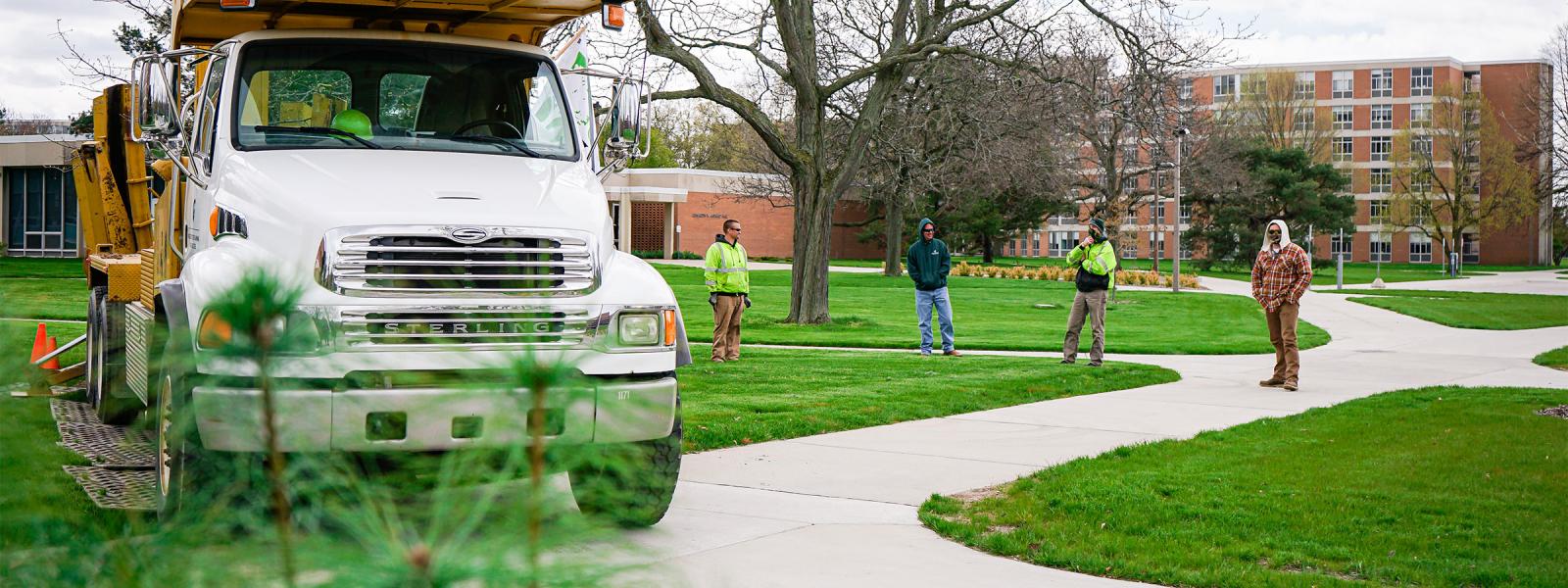 Landscape Services employees social distancing