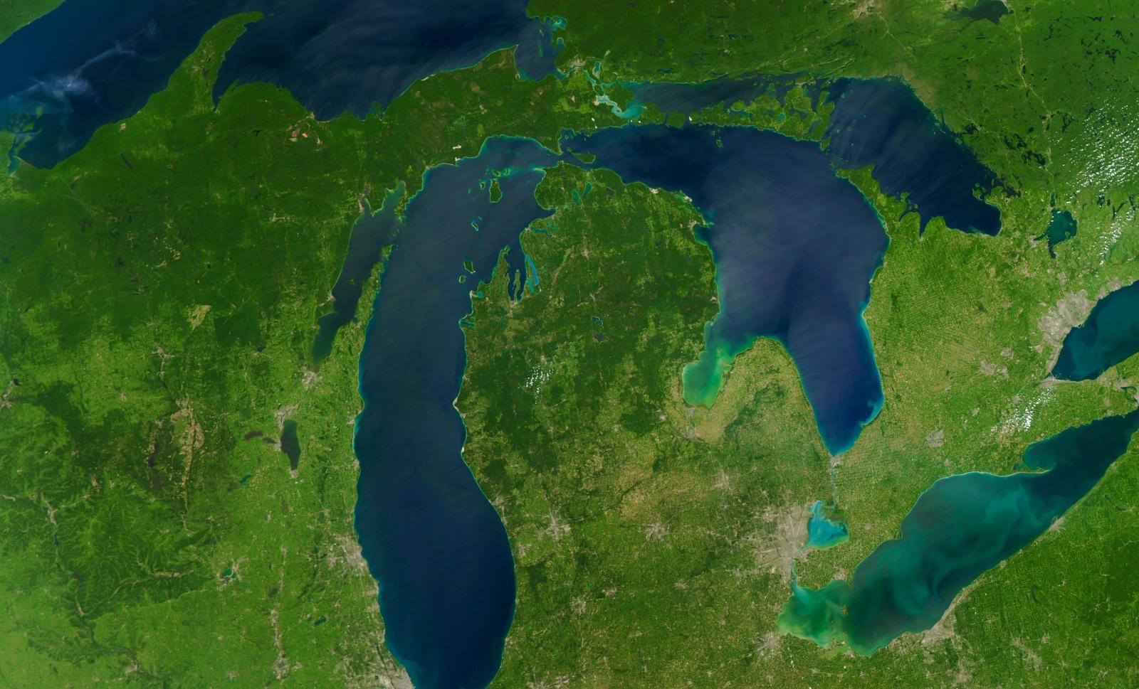The state of Michigan as seen from space.