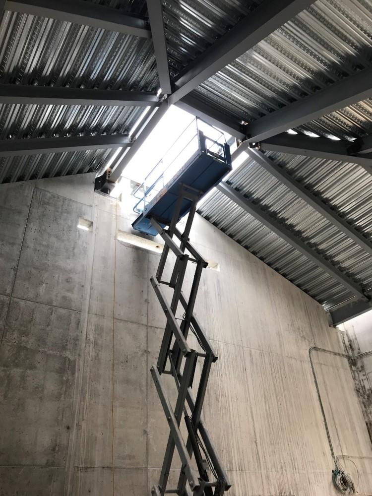 West wall and skylight in Percussion Rehearsal