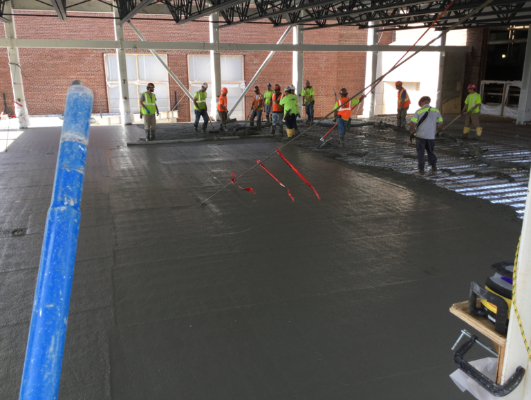 Concrete installation on the second floor of the classroom addition