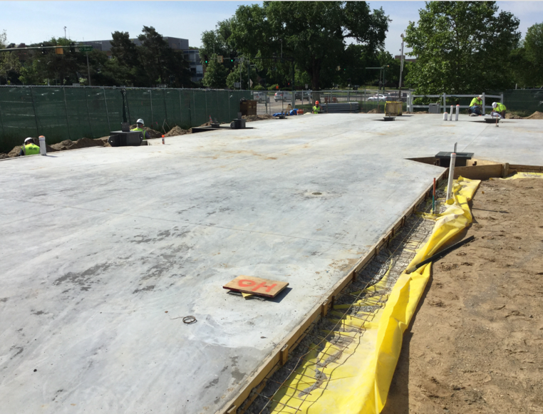 Slab-on-grade concrete for the south side of the STEM addition