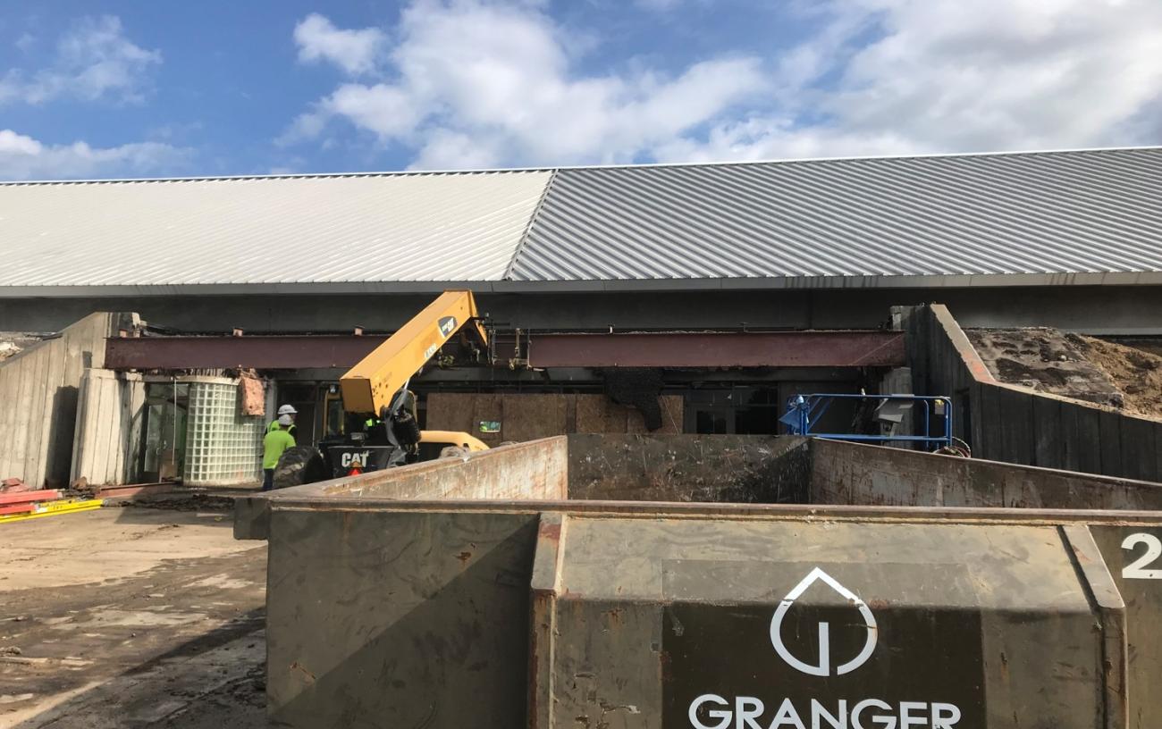 Existing canopy demolition in progress