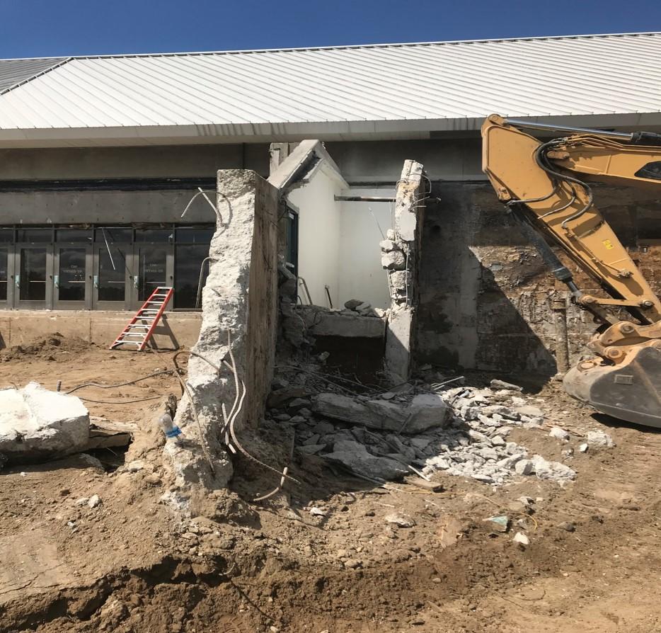 Stair demolition in progress