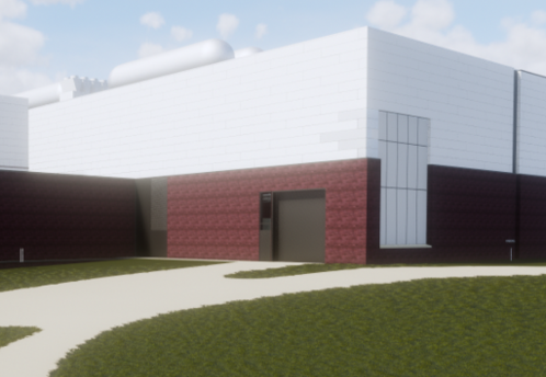 Initial rendering of building exterior