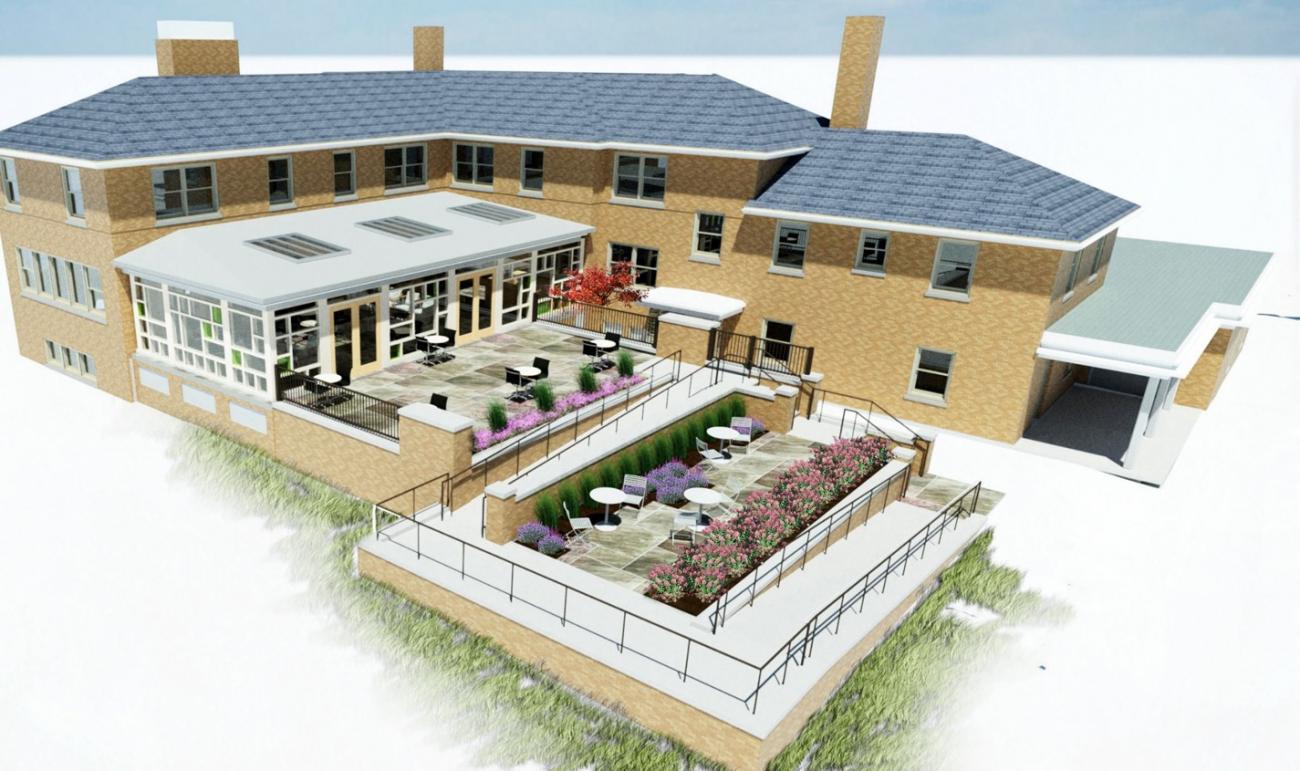 Rendering of completed terrace area