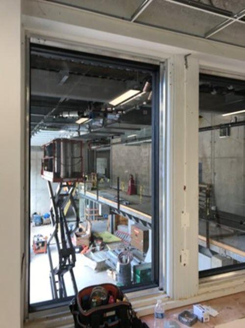 View from second-floor classroom (206) into the Pavilion lobby space