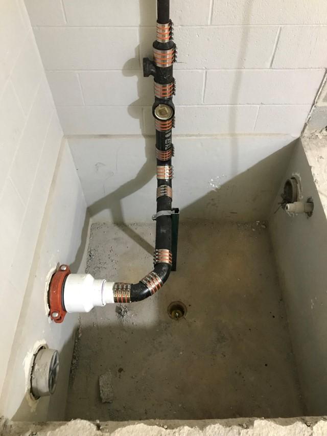 Drains modified to serve the new lab space