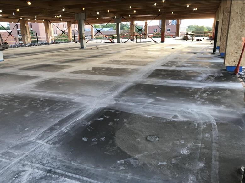 Polished concrete floor installation on South STEM third floor