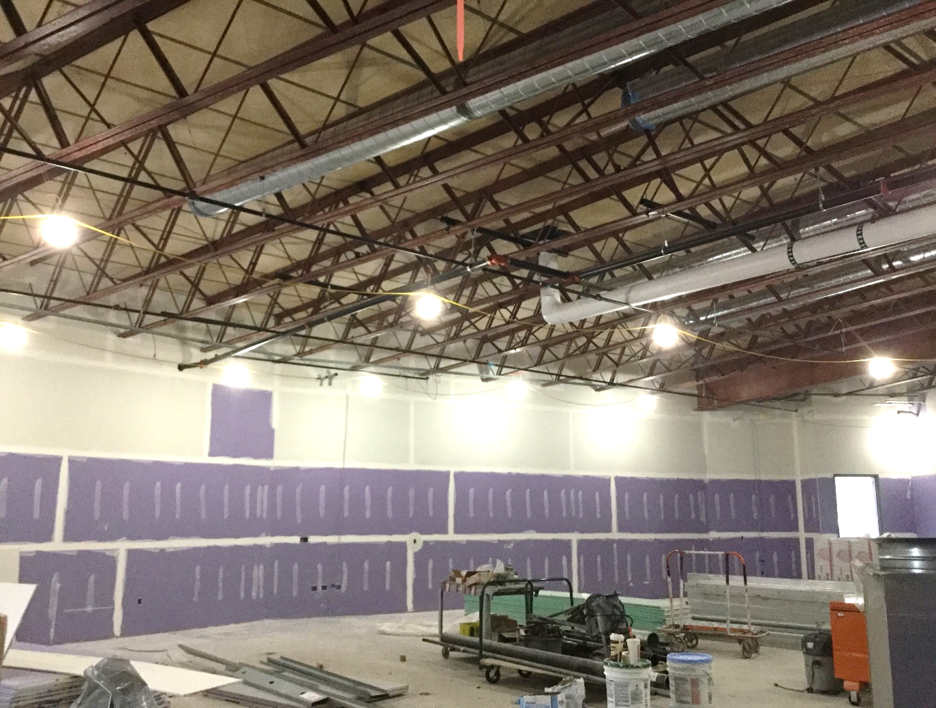 Drywall installation in classroom C213