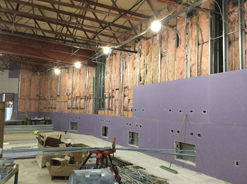 Drywall installation in classroom C211