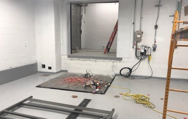 Equipment Washroom - new equipment lift to loading dock