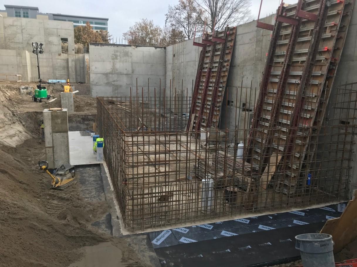 Hydrotherapy mechanical room foundation installation in progress