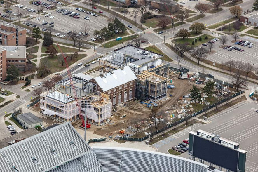 View looking southeast showing the north and south additions to the old Power Plant