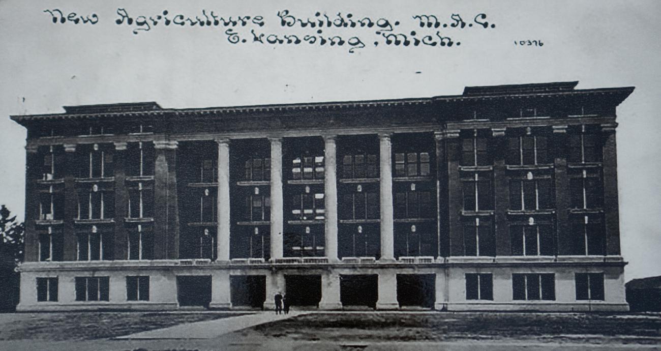 Photo of the construction of the MSU Agriculture Building