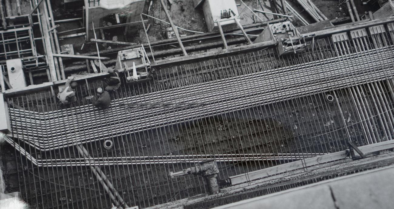 PHoto of construction on the Shaw Lane Power Plant, basement slab pouring