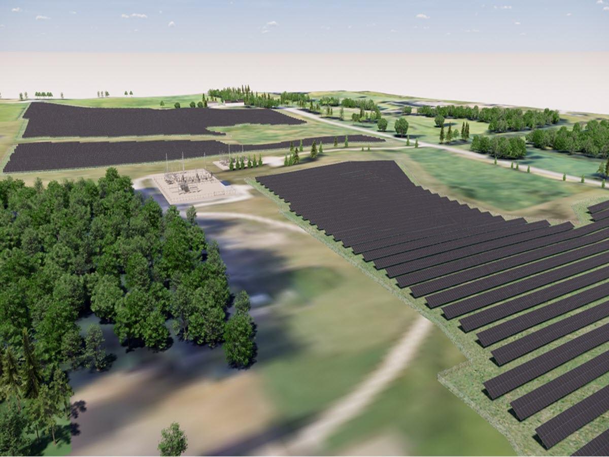 Artist rendering of the planned South Campus Solar Farm