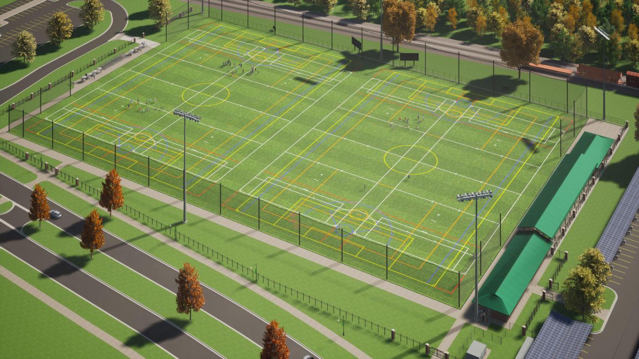Rendering of what the fields will look like once completed.