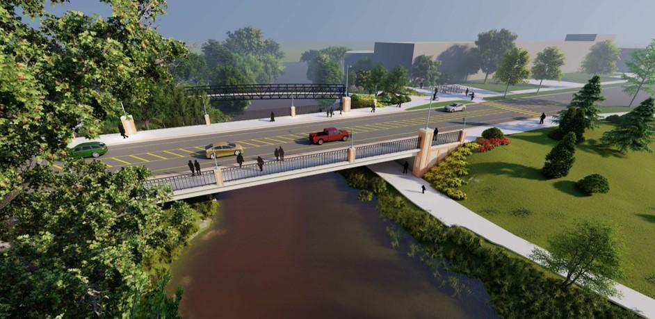 Rendering of the new Farm Lane bridge and adjacent pedestrian bridge