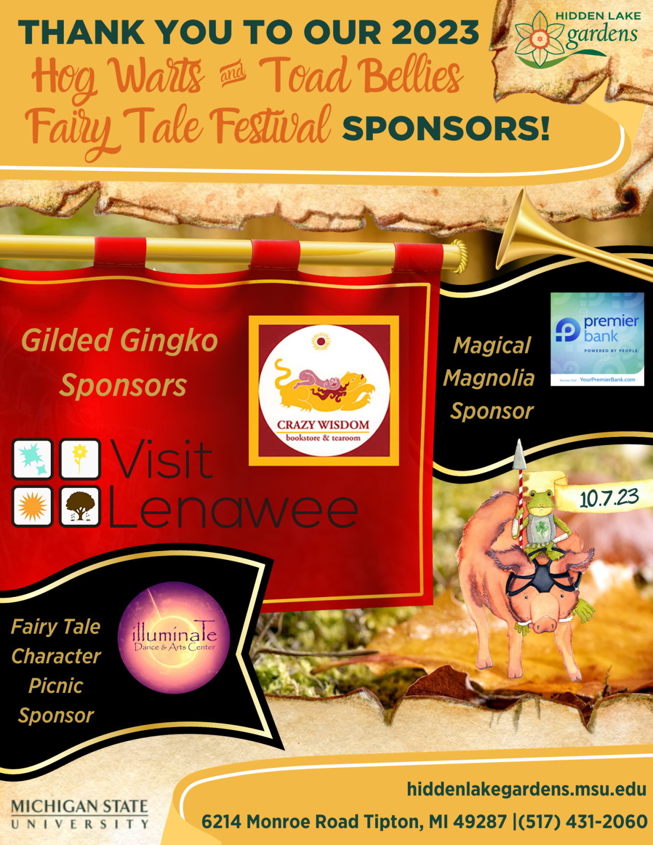 Thank you to our sponsors - Crazy Wisdom, Visit Lenawee, Premier Bank & illuminaTe Dance and Art Center.
