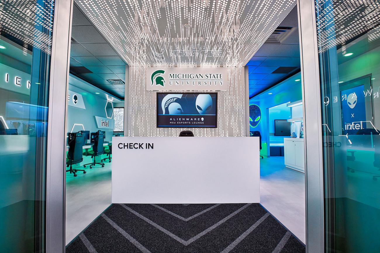 Entranceway to MSU Alienware Esports Lounge