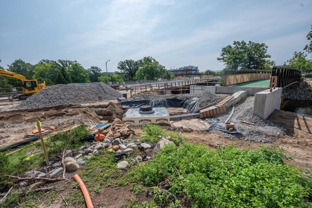 Farm Lane Bridge under active construction