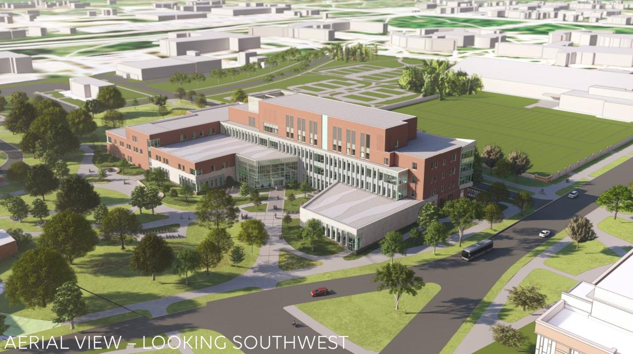 Render of EDIC, aerial view looking southwest