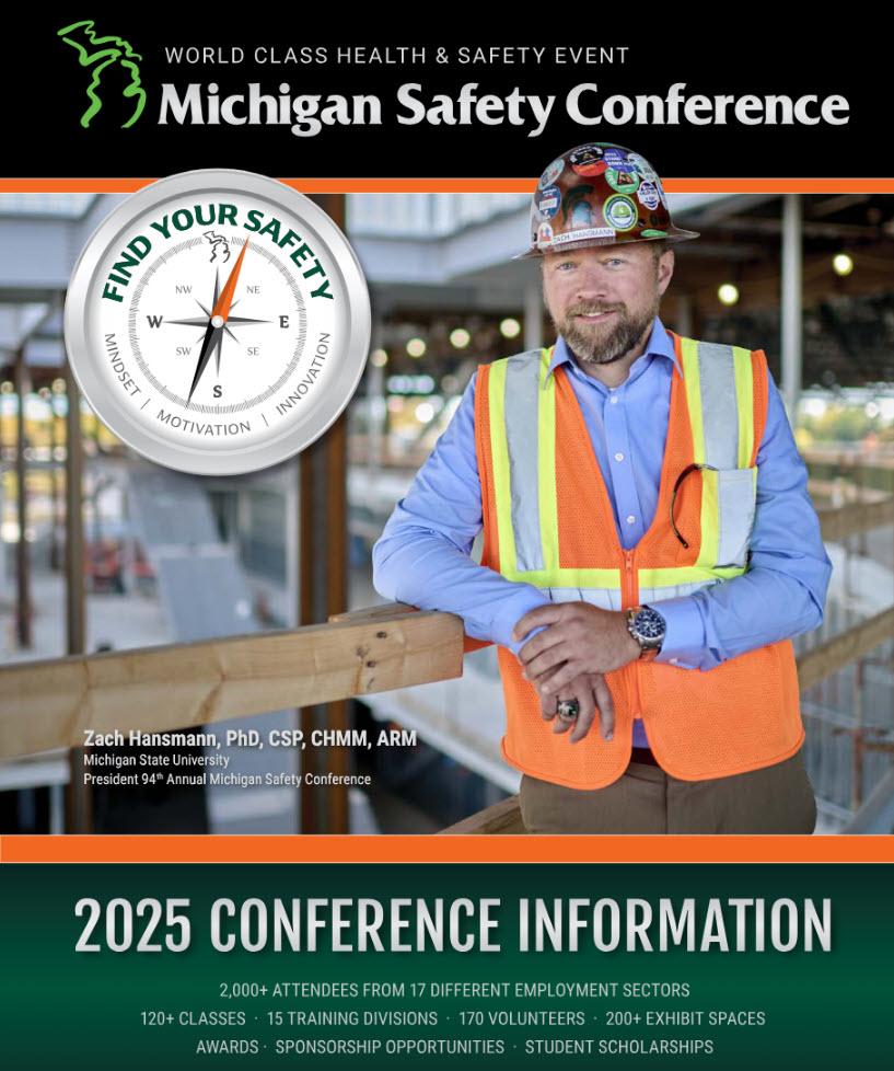 Cover of the 2025 Michigan Safety Conference brochure