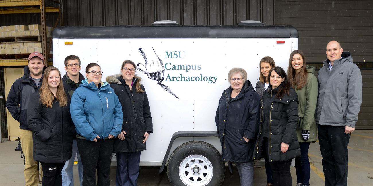 MSU archaeological research team poses for a photo.